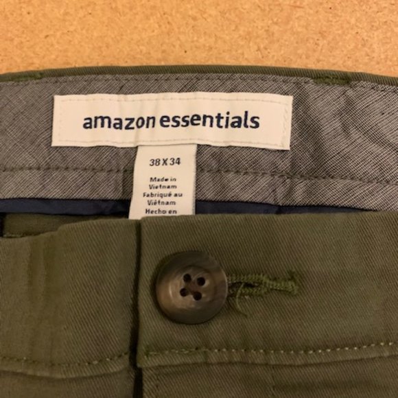 Men's Amazon Essentials Dark Green Pants Khakis 38x34 - Picture 3 of 3